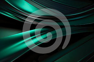 Black and Green Abstract Background With Curves