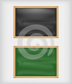 Black and green blank chalkboards