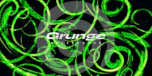 Black and Green Brush Background with Halftone Effect. Sport Background with Grunge Style