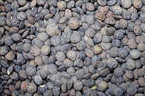 Black and green lentils background