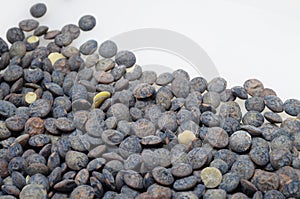 Black and green lentils background