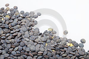 Black and green lentils background