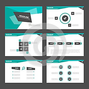 Black Green presentation template Infographic elements flat design set for brochure flyer leaflet marketing