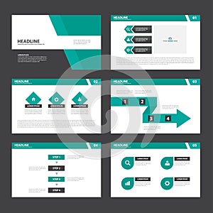 Black green presentation templates Infographic elements flat design set for brochure flyer leaflet marketing