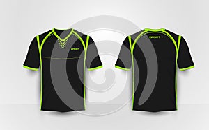 Black and green sport football kits, jersey, t-shirt design template