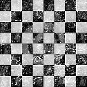 Black and grey checkered vintage grunge plaid seamless texture. Watercolor hand drawn pattern
