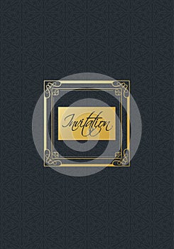 Black grey golden design of background. Elements, labels, frames for packaging. Design for Christmas or cosmetics product.