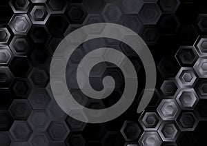 Black and Grey Gradient Hexagon Background