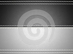Black and grey horizontal stitched leather background