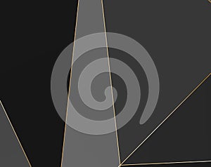 Black and grey Premium background with luxury polygonal pattern and gold triangle lines. Low poly gradient