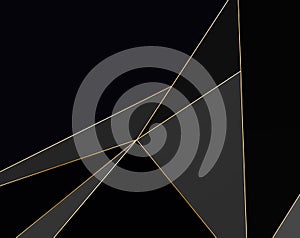 Black and grey Premium background with luxury polygonal pattern and gold triangle lines. Low poly gradient