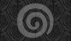 Black and grey seamless patterns