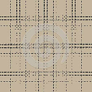 Black grunge grid dashed line on brown background