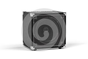 Black guitar amplifier isolated on white background