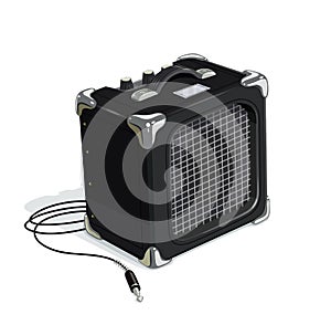 Black guitar combo amplifier with cord