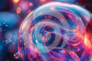 black guitar with dynamic elements of fire and water