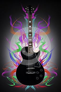 Black guitar  on eclipse background