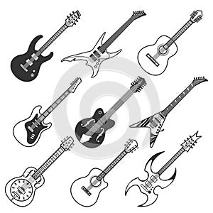 Black guitars vector silhouettes