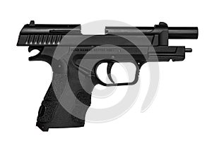 Black gun pistol isolated on white