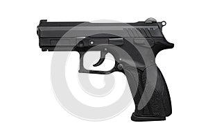 Black gun pistol isolated on white