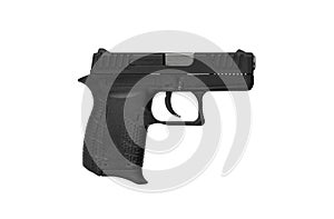 Black gun pistol isolated on white background. Short-barreled weapons for sports and self-defense. Armament for police units,