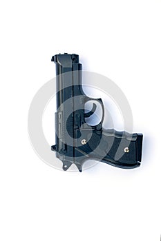 black gun pistol  on white background