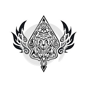 black gunungan wayang with lion and wings icon vector concept design