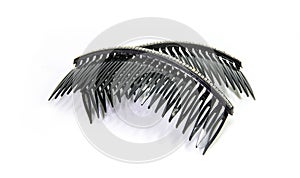 Black hair comb decorate diamond on white background