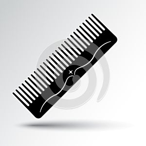Black hair comb icon. Vector illustration
