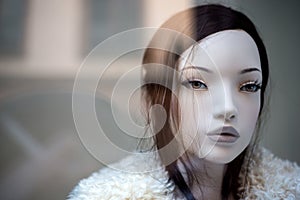 black hair mannequin in a women fashion store showroom