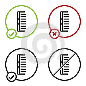 Black Hairbrush icon isolated on white background. Comb hair sign. Barber symbol. Circle button. Vector