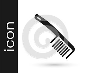 Black Hairbrush icon isolated on white background. Comb hair sign. Barber symbol. Vector