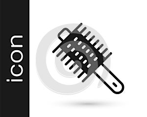 Black Hairbrush icon isolated on white background. Comb hair sign. Barber symbol. Vector