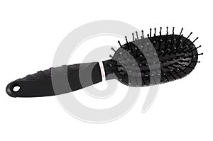 Black hairbrush isolated on white background