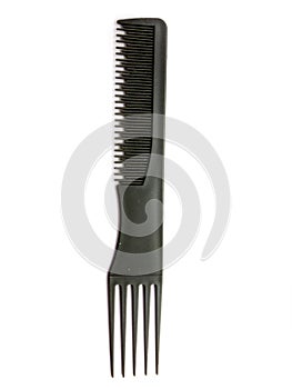 Black hairbrush isolated on white background. Professional hairbrush. B