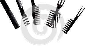 Black comb set for professional hairdresser