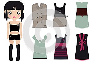 Black Haired Female Paper Doll