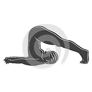 Black Halasana Plow Yoga Pose Outline Icon