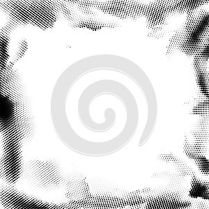 Black halftone dotted square frame