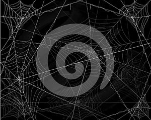 Black Halloween background with spiderwebs