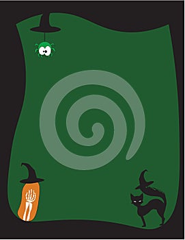 Black Halloween Frame over green background