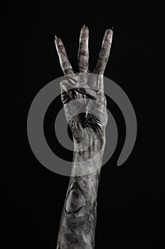 Black hand of death, the walking dead, zombie theme, halloween theme, zombie hands, black background, mummy hands