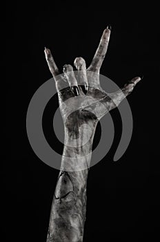 Black hand of death, the walking dead, zombie theme, halloween theme, zombie hands, black background, mummy hands