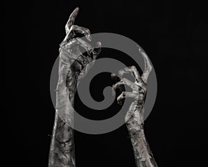 Black hand of death, the walking dead, zombie theme, halloween theme, zombie hands, black background, mummy hands