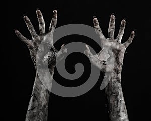 Black hand of death, the walking dead, zombie theme, halloween theme, zombie hands, black background, mummy hands