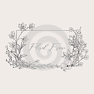 Vector Delicate Floristic Geometric Frame.