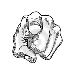 Black hand drawn style hand pointing finger