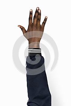 Black hand isolated on white background photo