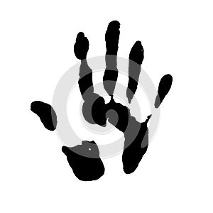 The black hand print icon is an isolated element on a white background for your design template. Vector design