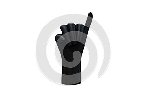 Black hand showing little finger isolated on white background